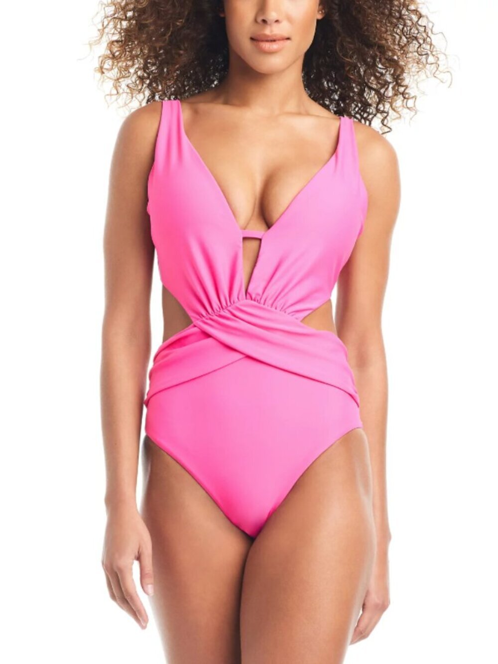 Bar III Women's Size Small Pink Draped Monokini One-Piece Sexy Swimsuit NWT
